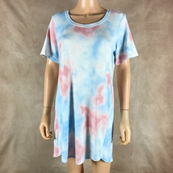 JENNI Intimates Sky Tie Dye Short Sleeve Pajama Dress NEW MEDIUM - Picture 1 of 5